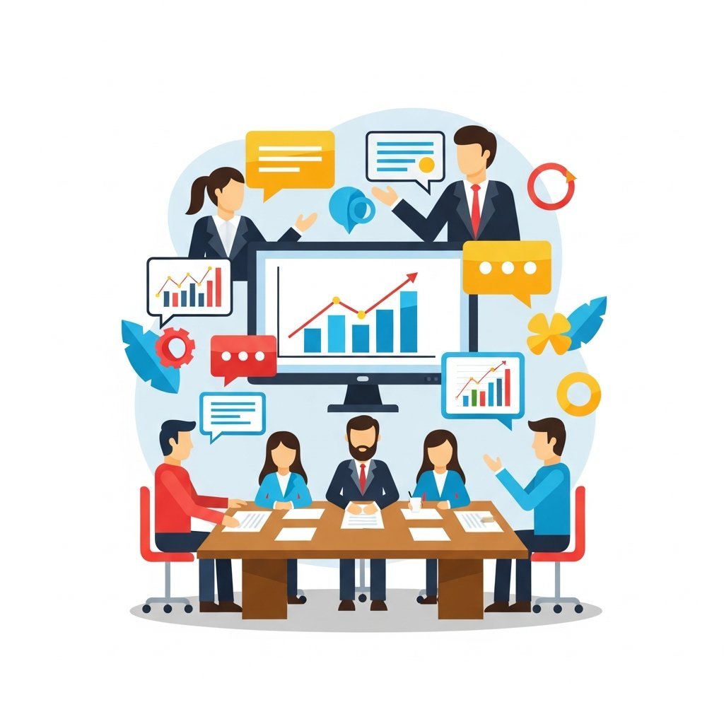 정책 포럼과 전문가 회의를 표현하는 현대적인 일러스트레이션